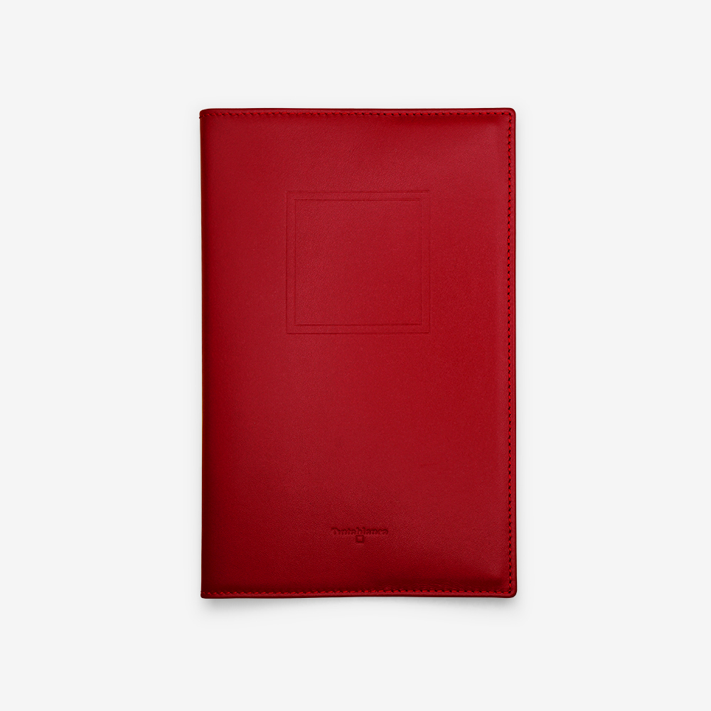 Cuaderno clásico con funda de piel rojo - Tintablanca